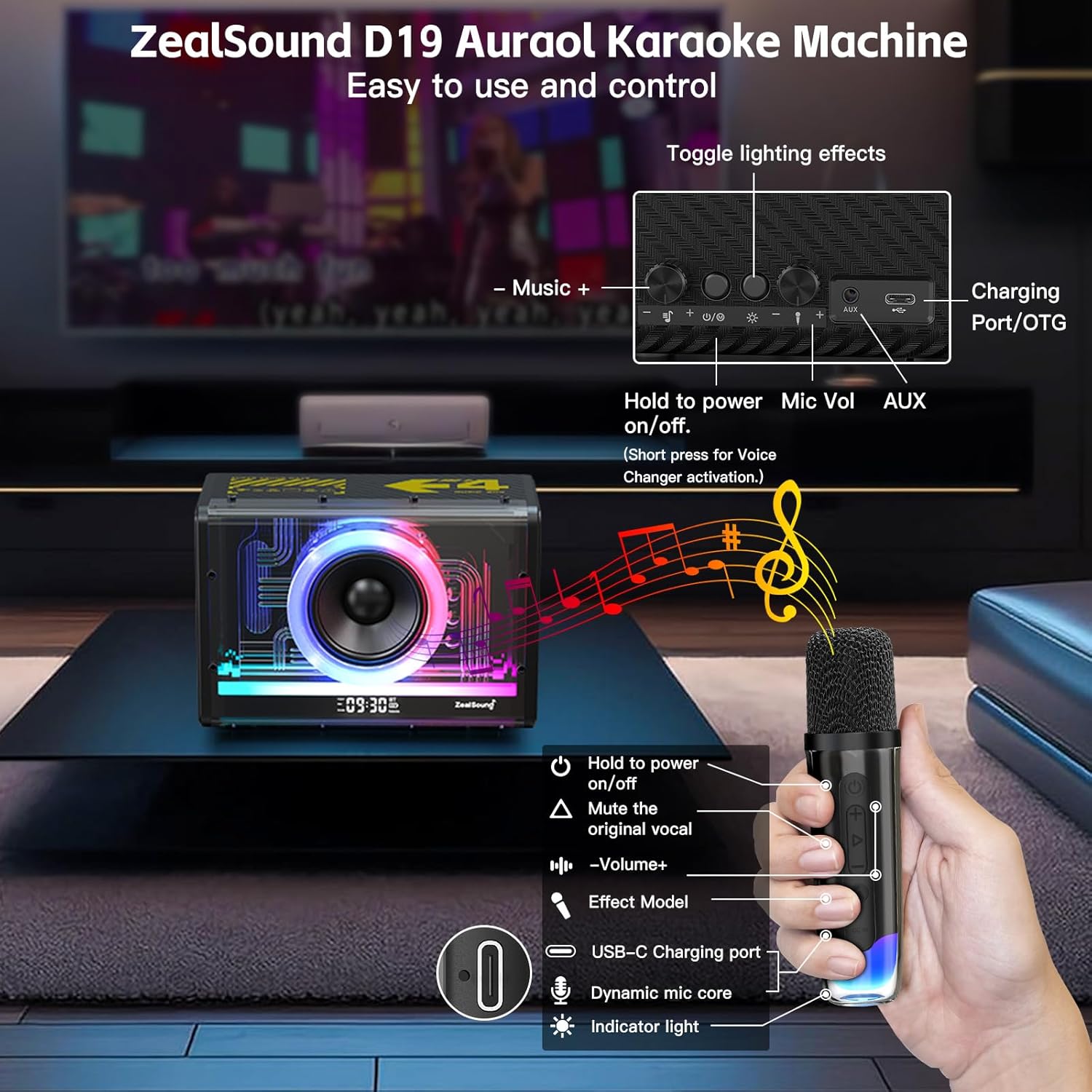 ZealSound D19 speaker and microphone controls