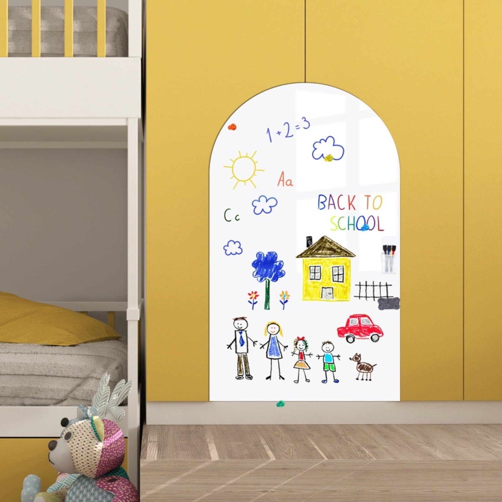 Lavagna magnetica per bambini, decalcomania da parete, 40 x 90 cm, in PVC, rimovibile, per asilo, sala giochi e aule (blu)