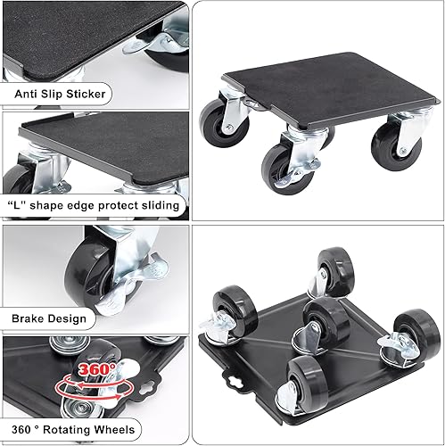 Miniatura 3 de Mover grande y pesado para muebles con 4 ruedas de rotación de 360, mezcla de acero al carbono de 6.5 x 6.5 pulgadas, mezcla de hasta 3747