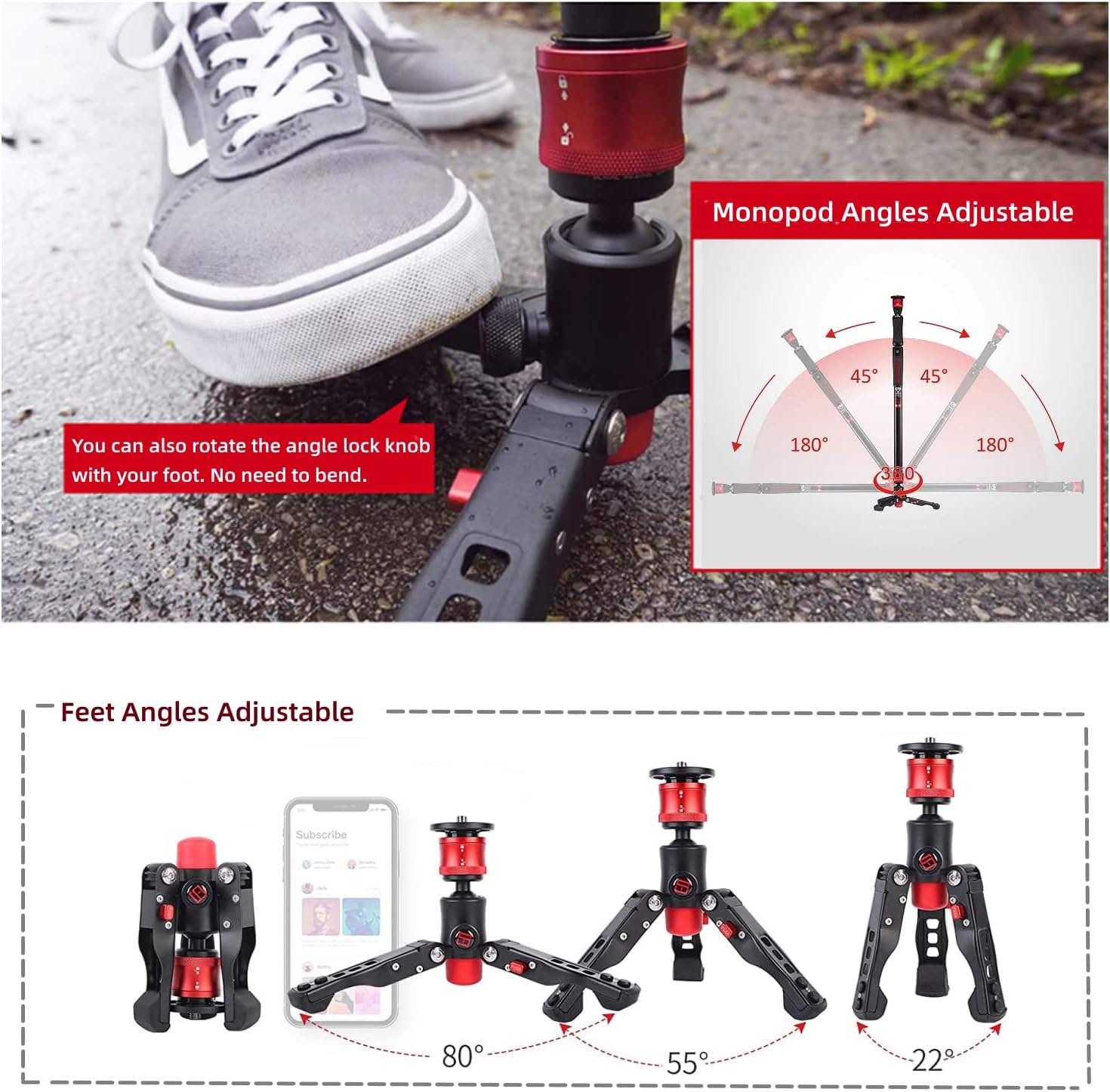 IFOOTAGE Monopod Cobra 2 Strike A150S, 59" Telescopic Camera Monopod with Dual Direction Quick Adjustable, Compatible with DSLR Cameras and Camcorders : Electronics