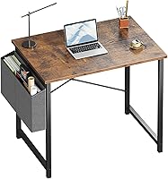 OLIXIS 31 Inch Computer Desk for Small Spaces - Home Office Gaming Study Table with Storage Bag, Rustic Brown