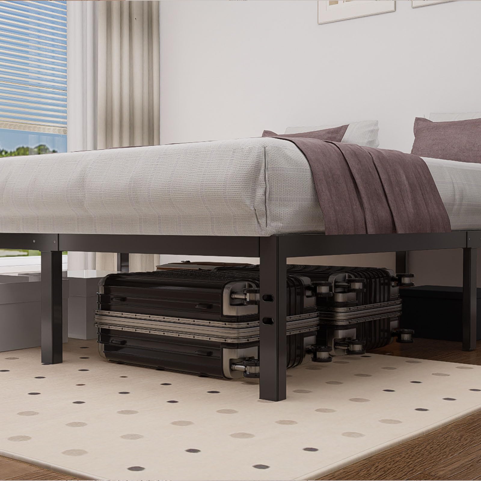 Queen Bed Frame, Easy Assembly, No Box Spring Needed, Heavy Duty Metal Platform Bed Frame with Plenty of Room for Storage