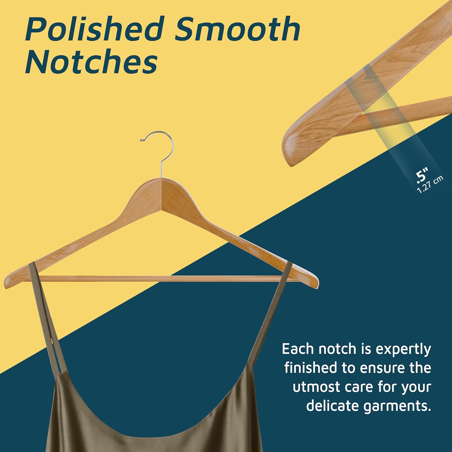 Lifemaster Solid Wooden Hanger Set - 12 Pieces Non-Slip Versatile Closet Space-Saving Hanger Set for Suit, Coat, Camisole, Jacket, Pants, and Dresses with 360° Swivel Hook