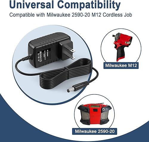 Miniatura 4 de PK Power AC/DC Adaptador para Milwaukee 2590-20 259020 M12 inalámbrico lugar de trabajo Radio Cable de fuente de alimentación Cable cargador de