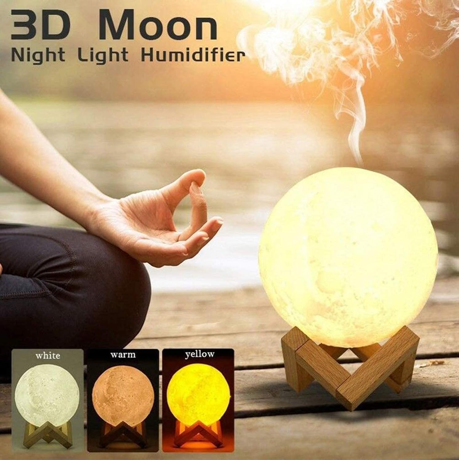 Difusor ultrasónico de aceites esenciales con lámpara nocturna LED, humidificador de aire USB, fabricante de niebla aromática, capacidad de 880 ml