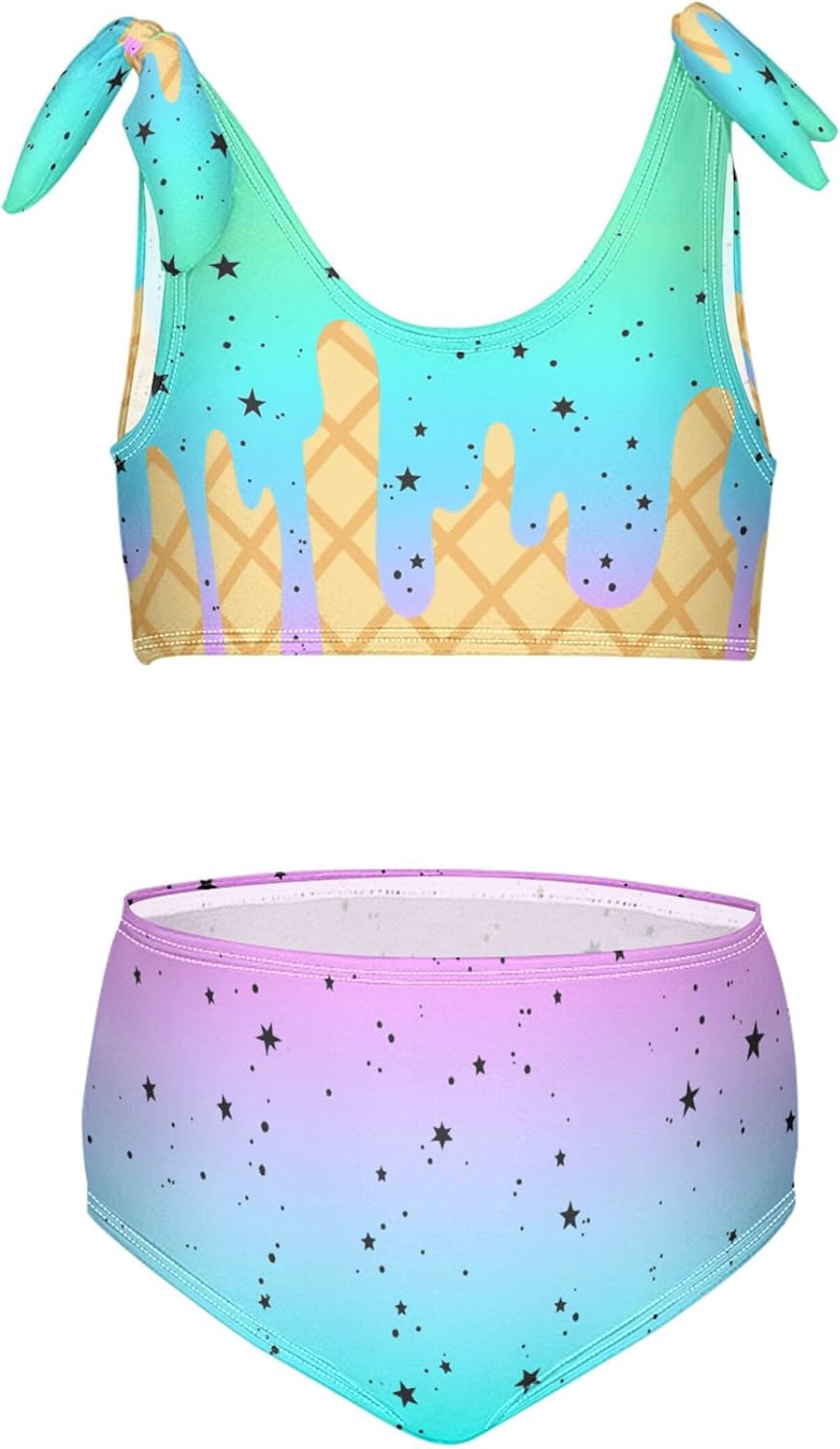 Girls Tankini Swimsuit Bathing Suit Two Piece Bikini Summer Beach Swimwear with Adjustable Strap 3-12 Years