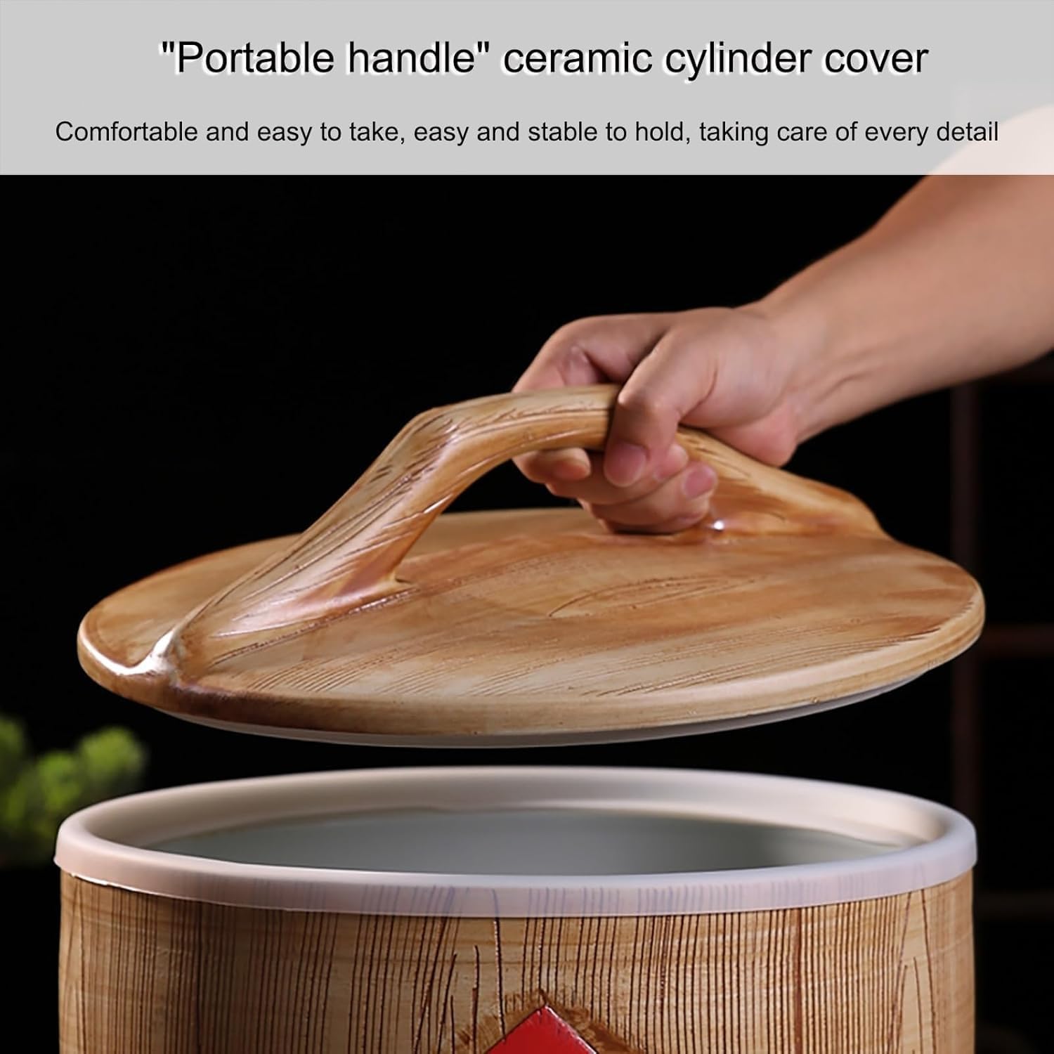 Ceramic Rice Container Ceramic Rice Jar with Lid Ceramic Rice Bucket Food Storage Jar with Lid Ceramic Grain Dispenser for Grains Snacks Candy Food Dispenser(A,5kg)