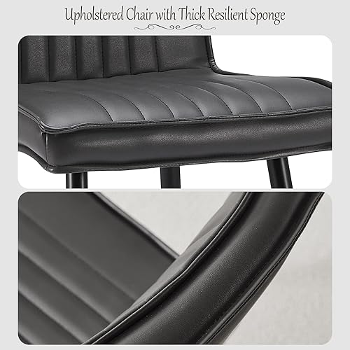 Miniatura 6 de TUKAILAi Juego de 4 sillas de comedor de piel sintética, silla de ocio moderna de mediados de siglo, silla auxiliar tapizada de poliuretano con