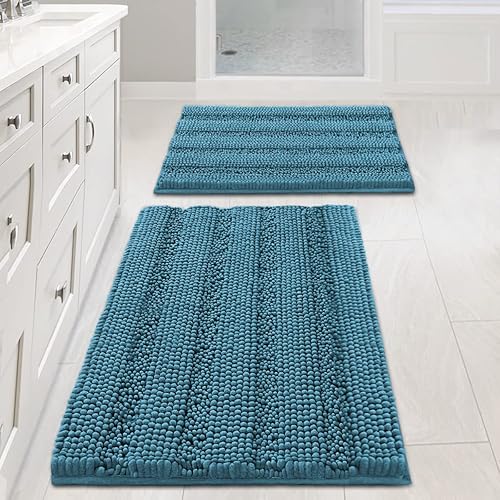 Miniatura 104 de H.VERSAILTEX Alfombras de baño antideslizantes extragruesas de felpilla a rayas 24" x 36" Absorbentes, antideslizantes, suaves, esponjosas