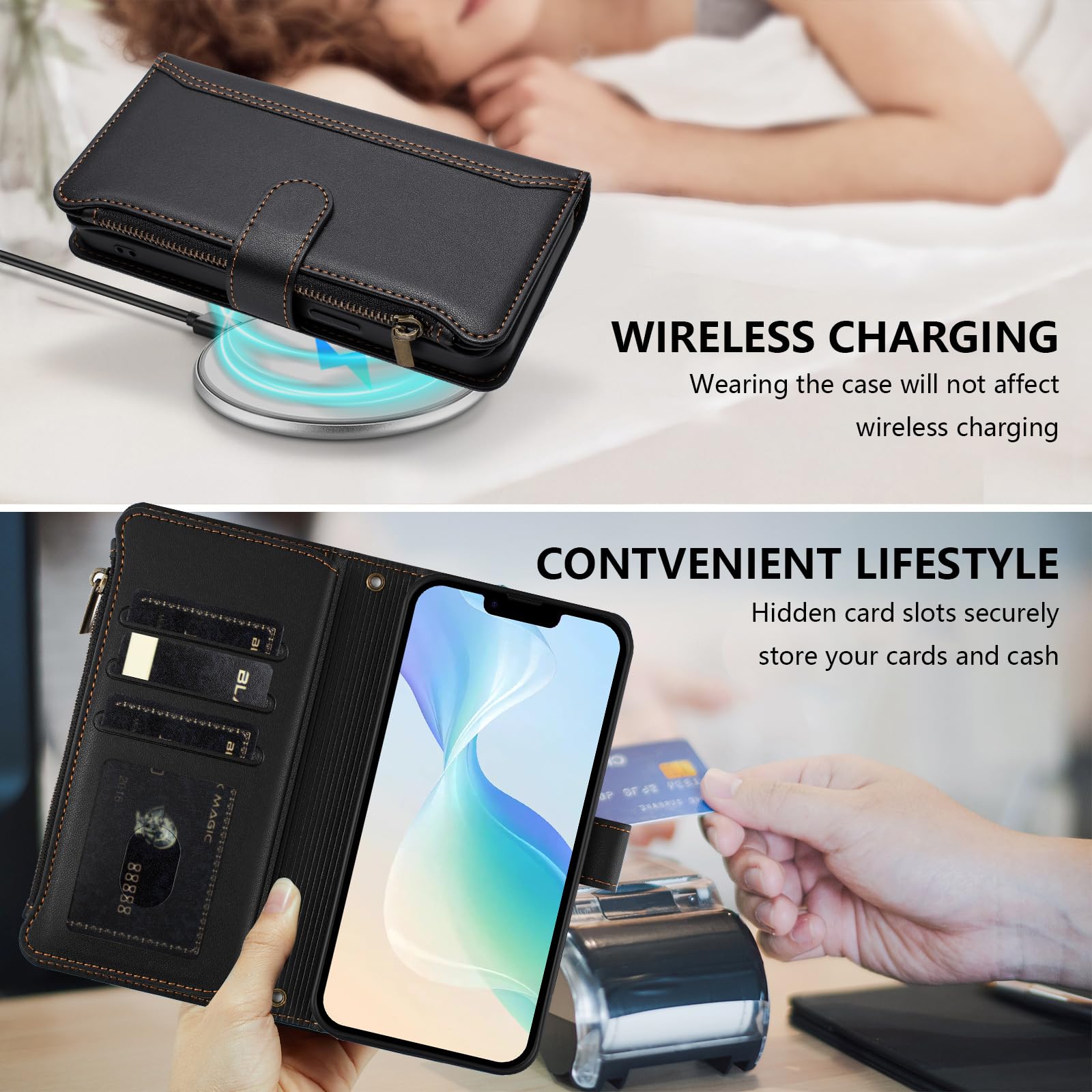 Custodia Honor 400 Pro Con Portafoglio E Flip In PU Pelle - Cover Libro Con Slot Carte, Chiusura Magnetica E Supporto, Nero