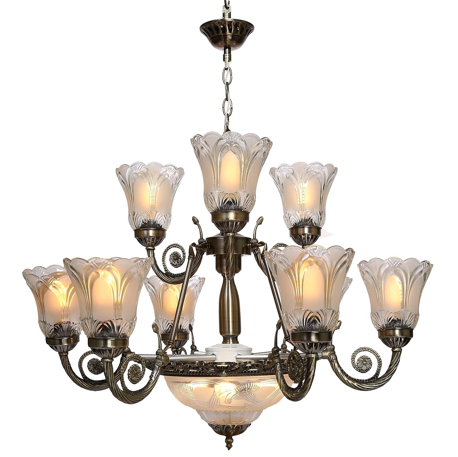Carsten Royal Style 12 Light Jhoomar/Chandelier/Jhoomar Hanging Light/Jhoomar Ceiling Light to Décor Home/Living Room/Bedroom/Office/Dining/Cafe/Restaurants (with Bulb)-image-18