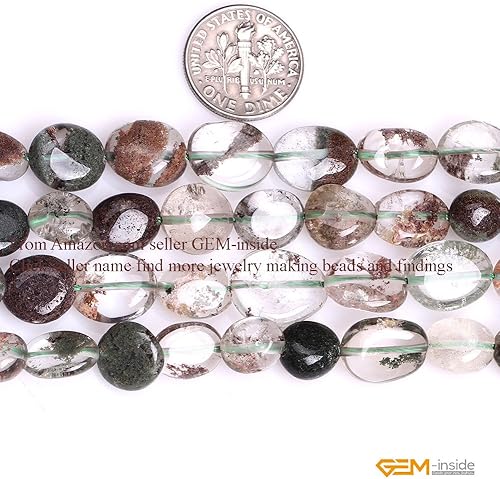 Miniatura 2 de GEM-Inside - Piedra de cuarzo fantasma verde natural de 0.354 x 0.472in, piedras semipreciosas de forma libre barroca de patata para hacer joyas de