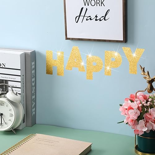 Miniatura 5 de Harloon 232 piezas de 24 hojas de calcomanías de letras grandes con purpurina, letras del alfabeto con letra grande, kit de letras autoadhesivas de