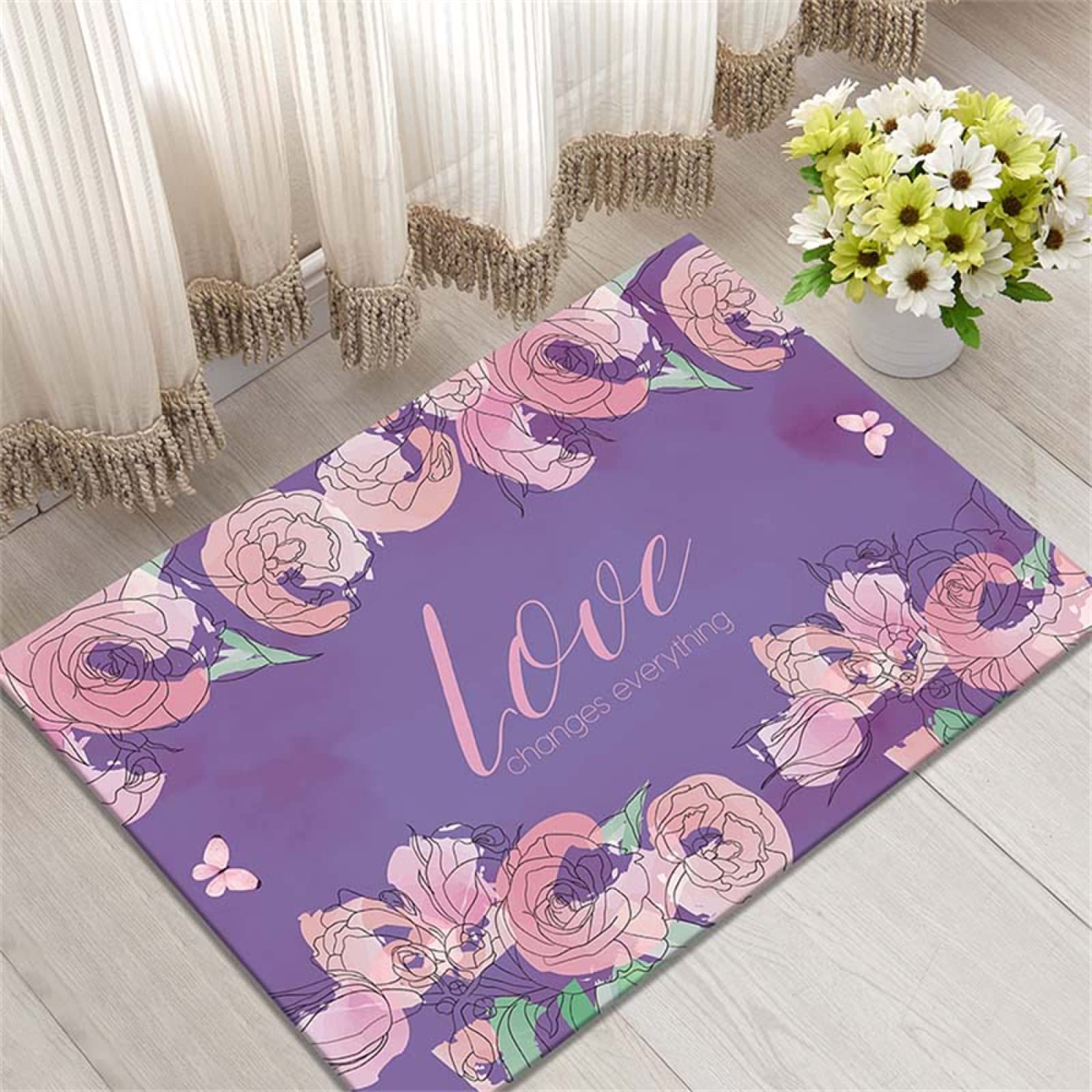 Tapis anti dérapant violet facile à nettoyer pour chambre et salon