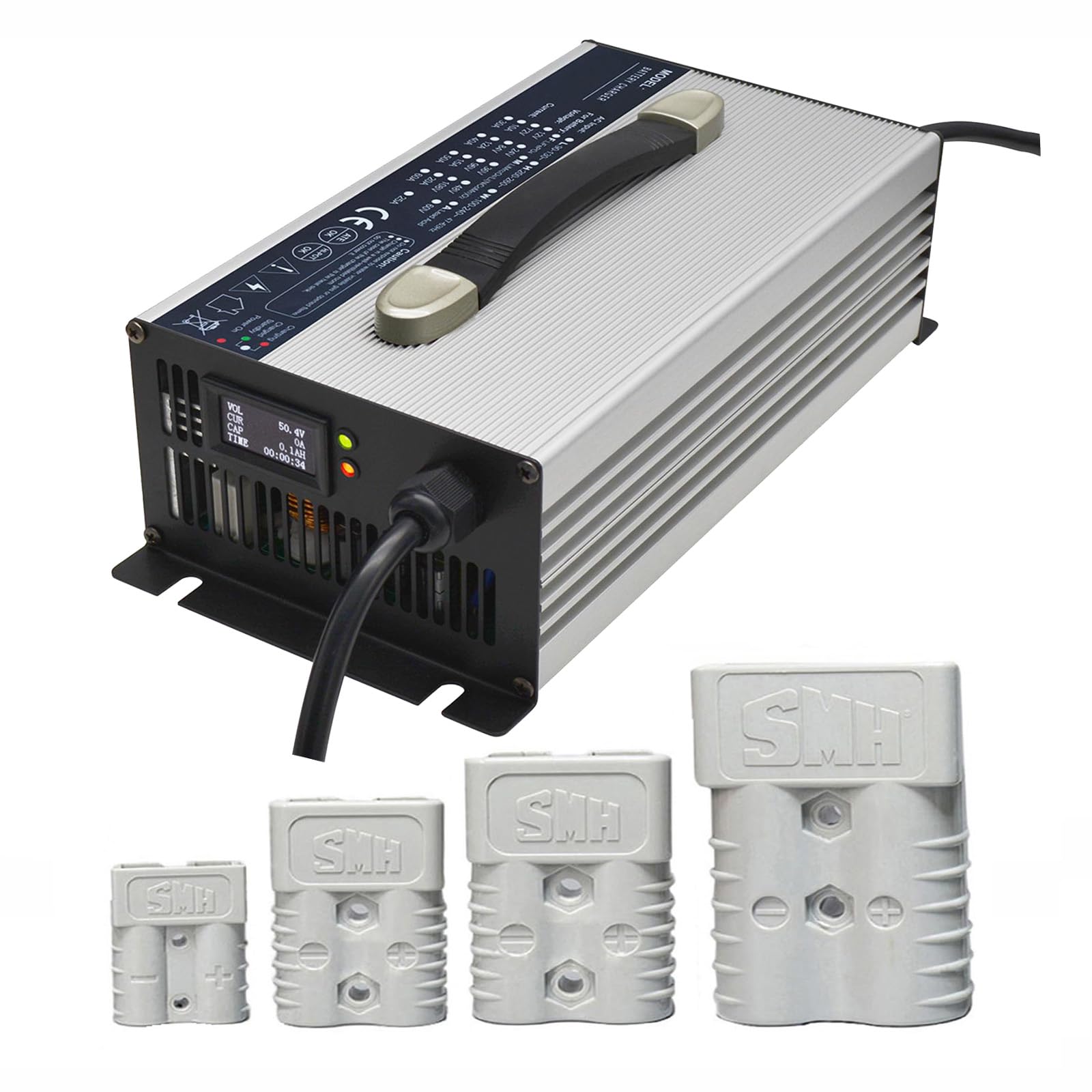Cargador Batería 1500W, Cargador Carretilla Elevadora Eléctrica 24V 40A, Cargador Transpaleta con Pantalla LCD, Enchufe Anderson 50A/120A/175A/350A