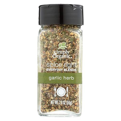 Simply Organic Spice Right - Mezcla de condimentos diarios, ajo y hierbas, orgánico certificado 2 oz Paquete de 6