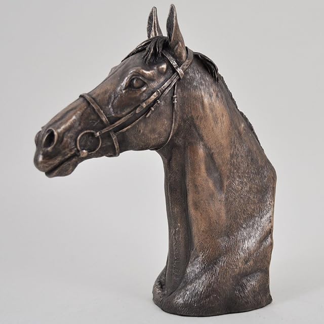David Geenty Thoroughbred Horse Head Bronze Sculpture