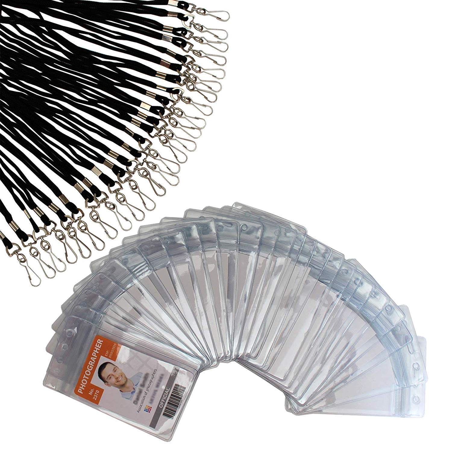 Buy Lanyard Badge Holder (100 Pack) Clear Horizontal Badge Holder