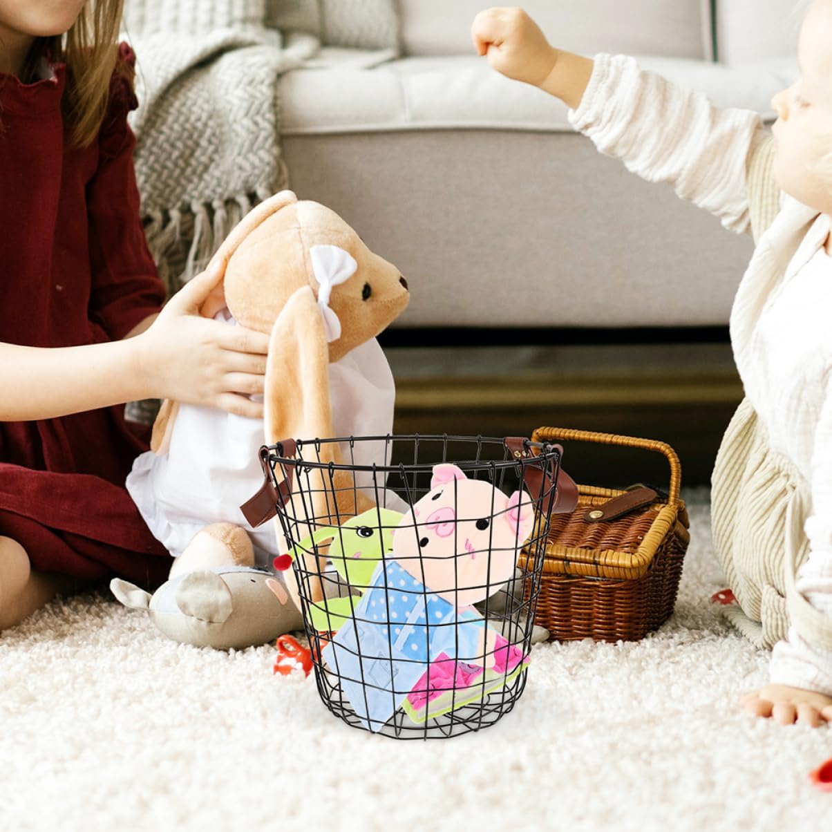 2pcs Metal Firewood Storage Basket Durable Iron Organizer for Use Large Capacity Logging Carrier for Camping Multi-purpose Firewood Holder and Log Rack