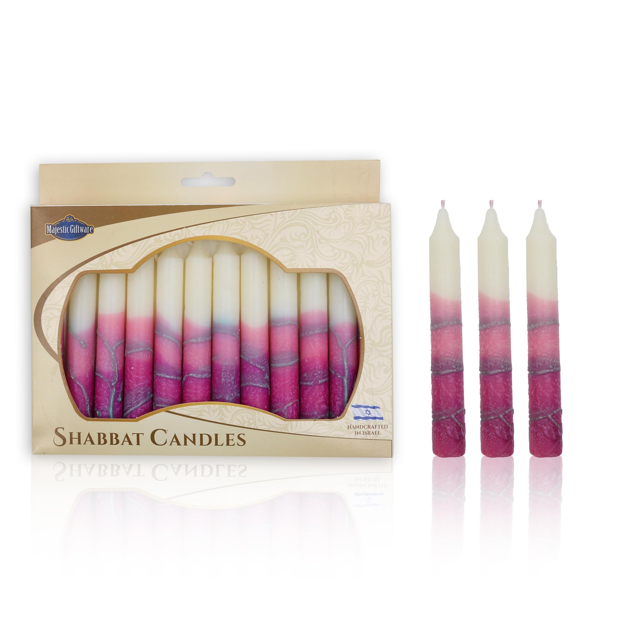 Majestic Giftware/Safed Candles 12-Pack Shabbat Candles - (SC-SHTR-T) | 5 Inch Dripless Handcrafted Traditional Shabbos Candles | Fits Standard Candle Holders (Tree Turquoise)