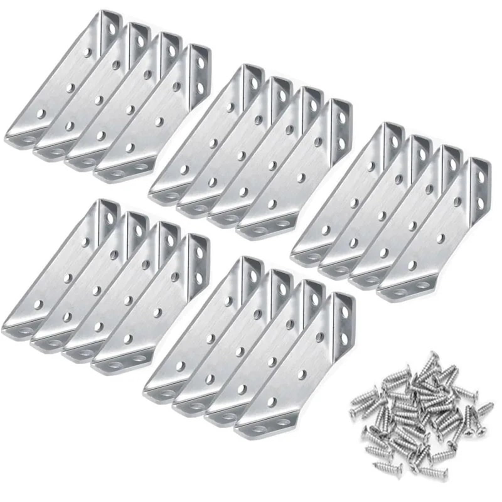 Staffe angolari universali in acciaio inox, 20 pezzi, connettori angolari per mobili con viti, staffe di supporto triangolari