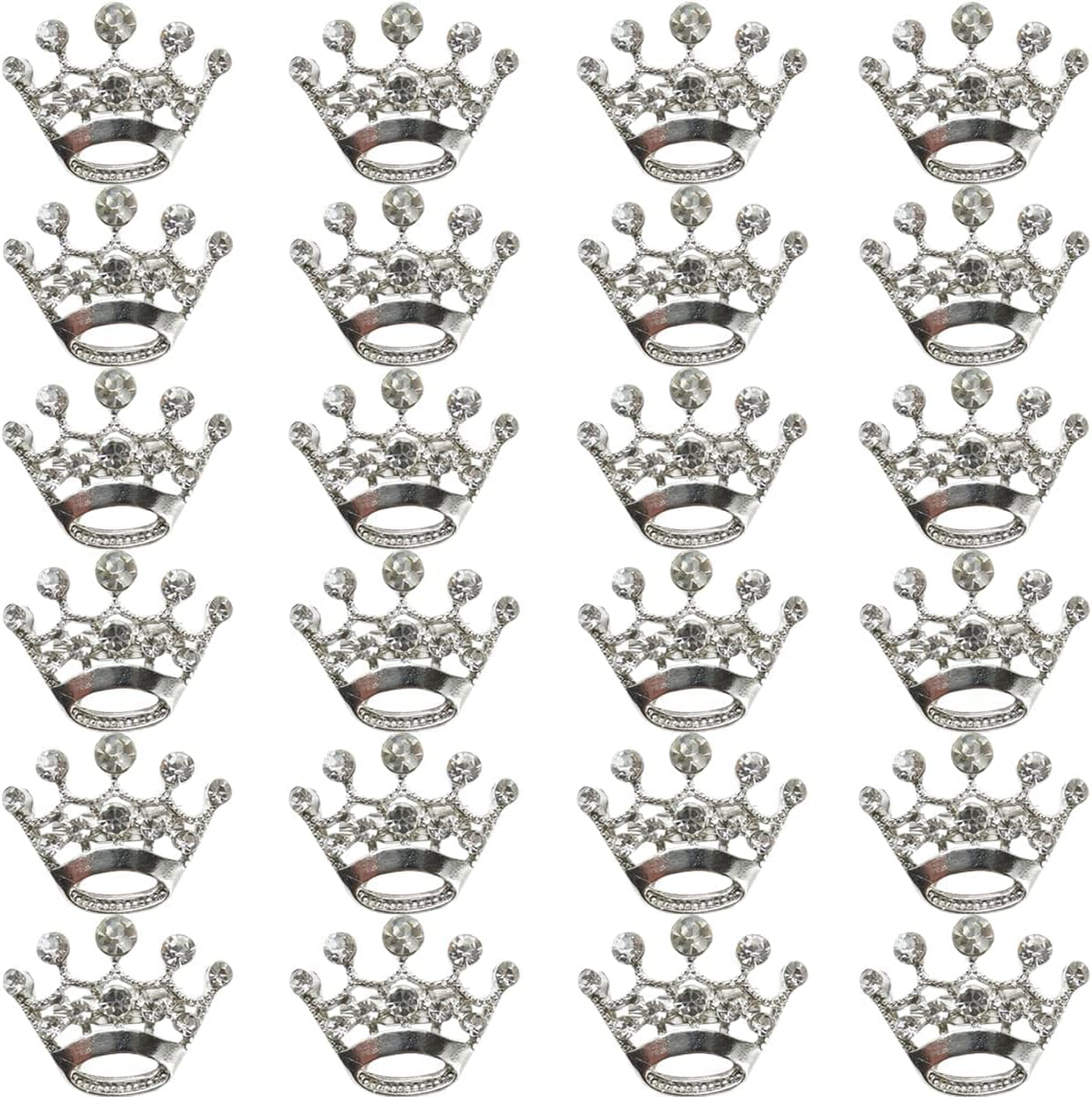 GXXMEI 24PCS Tiara Crown Brooch Pin Wedding Party Pageant Brooch (Silver)