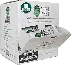 After Inked Tattoo Aftercare Lotion – Tattoo Moisturizing Balm, Featured on INK MASTER – Hydrating Cream with Grape Seed Oil, Skin Nourishment & Daily Maintenance, Reclosable Pillow Pack (50pack, 7ml)