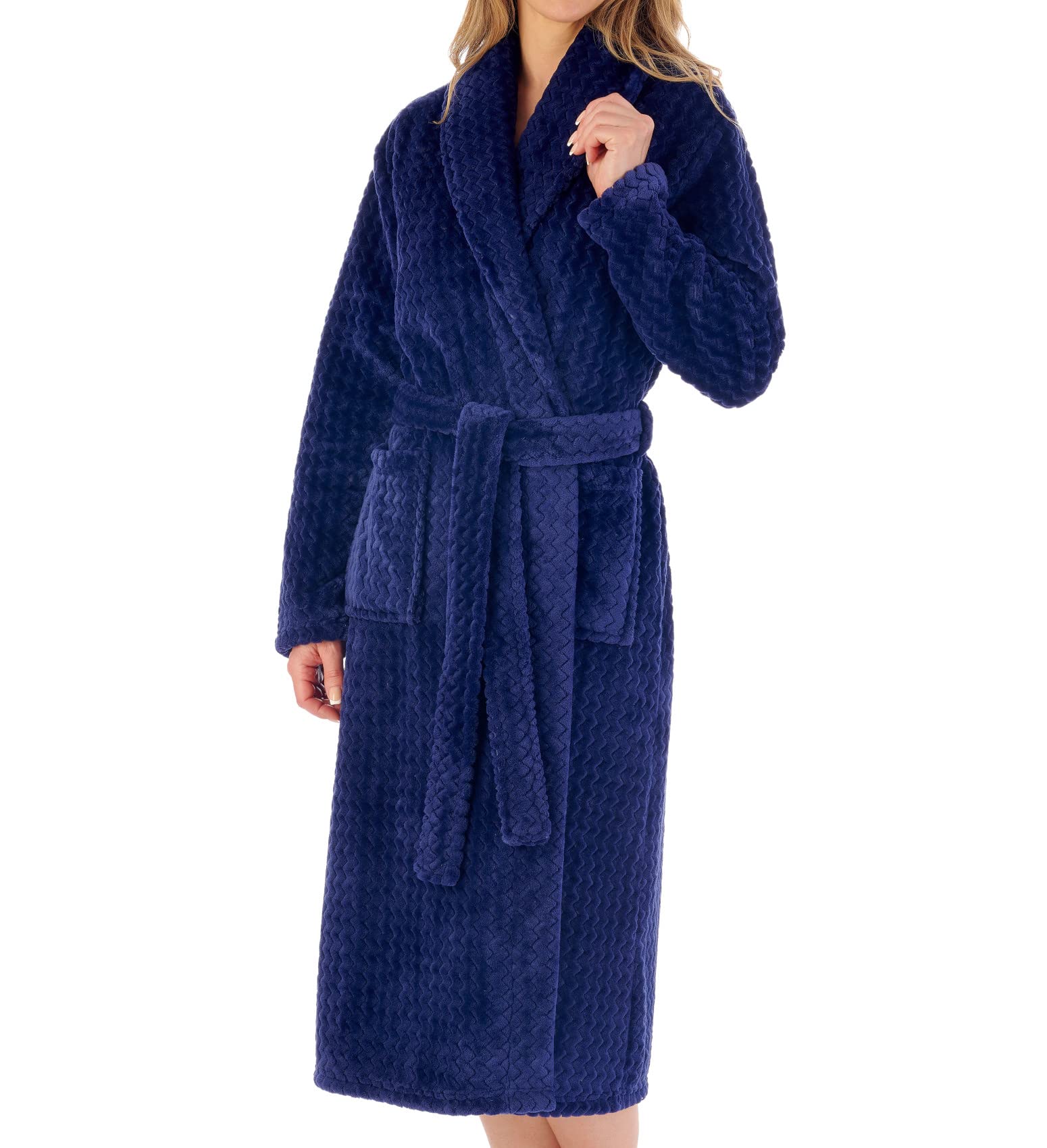 Slenderella HC02318-NY Women's Navy Wrapped Dressing Gown Small