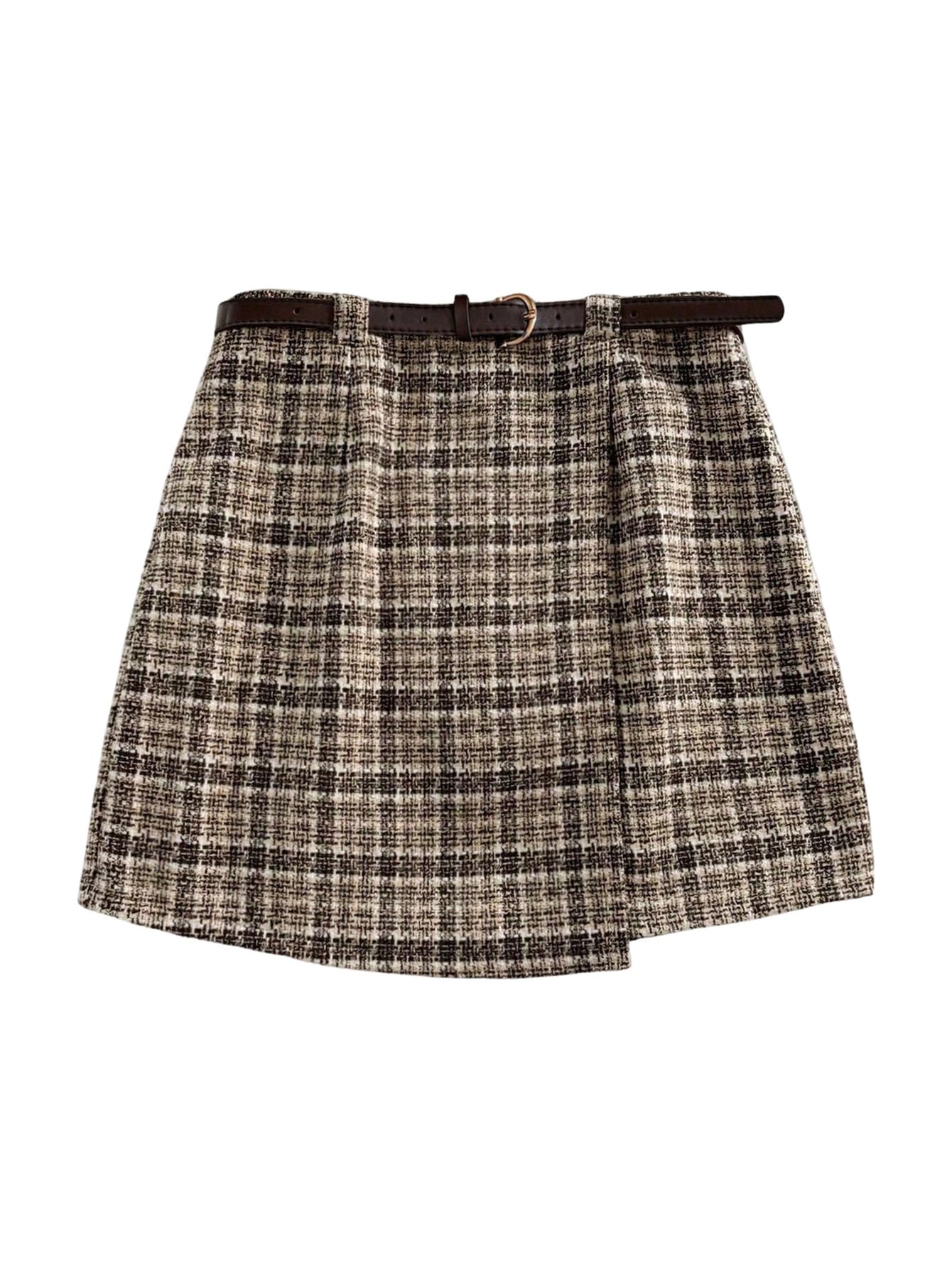 SHENHE Womens Plus Size Plaid Wrap Skirt High Waisted A Line Fall Elegant Short Work Skirt