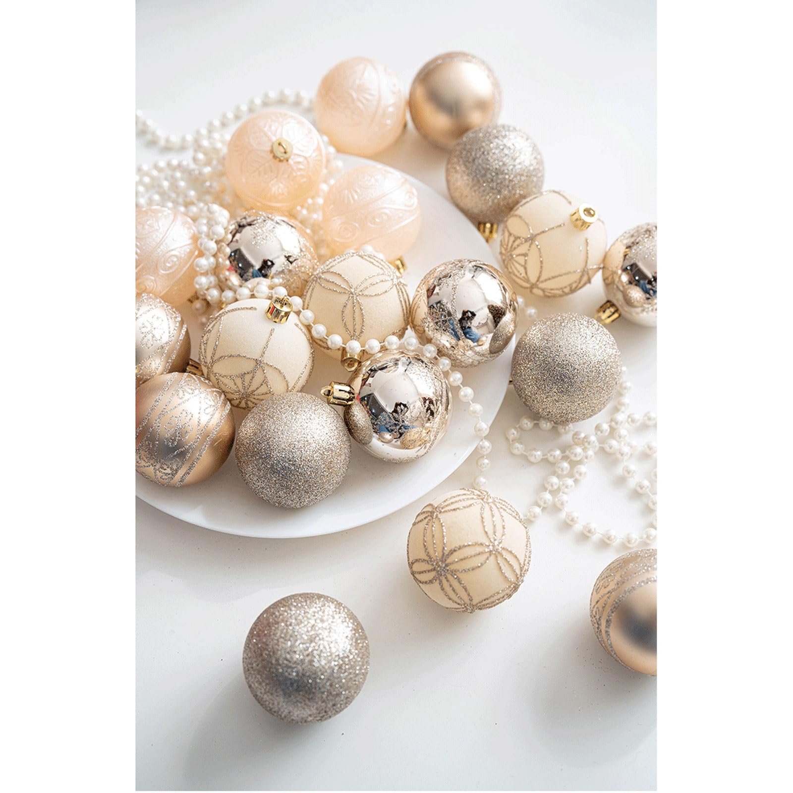Palline di Natale, 20 palline di Natale decorative da 60 mm/2,36'' in plastica infrangibile appendere for decorazioni for l'albero(Champagne)