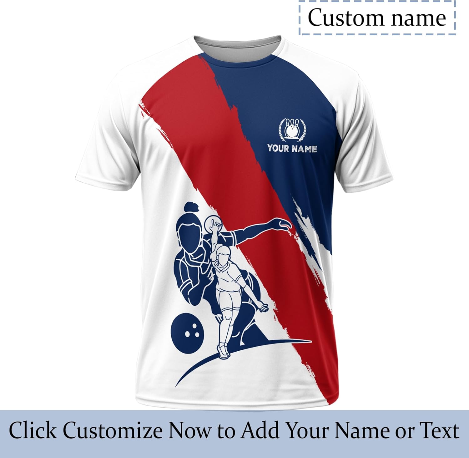 Generic Unisex Bowling T-Shirt Personalized USA Spare Bowling T Shirt for Bowling Team Printing Bowling Clothes, Black
