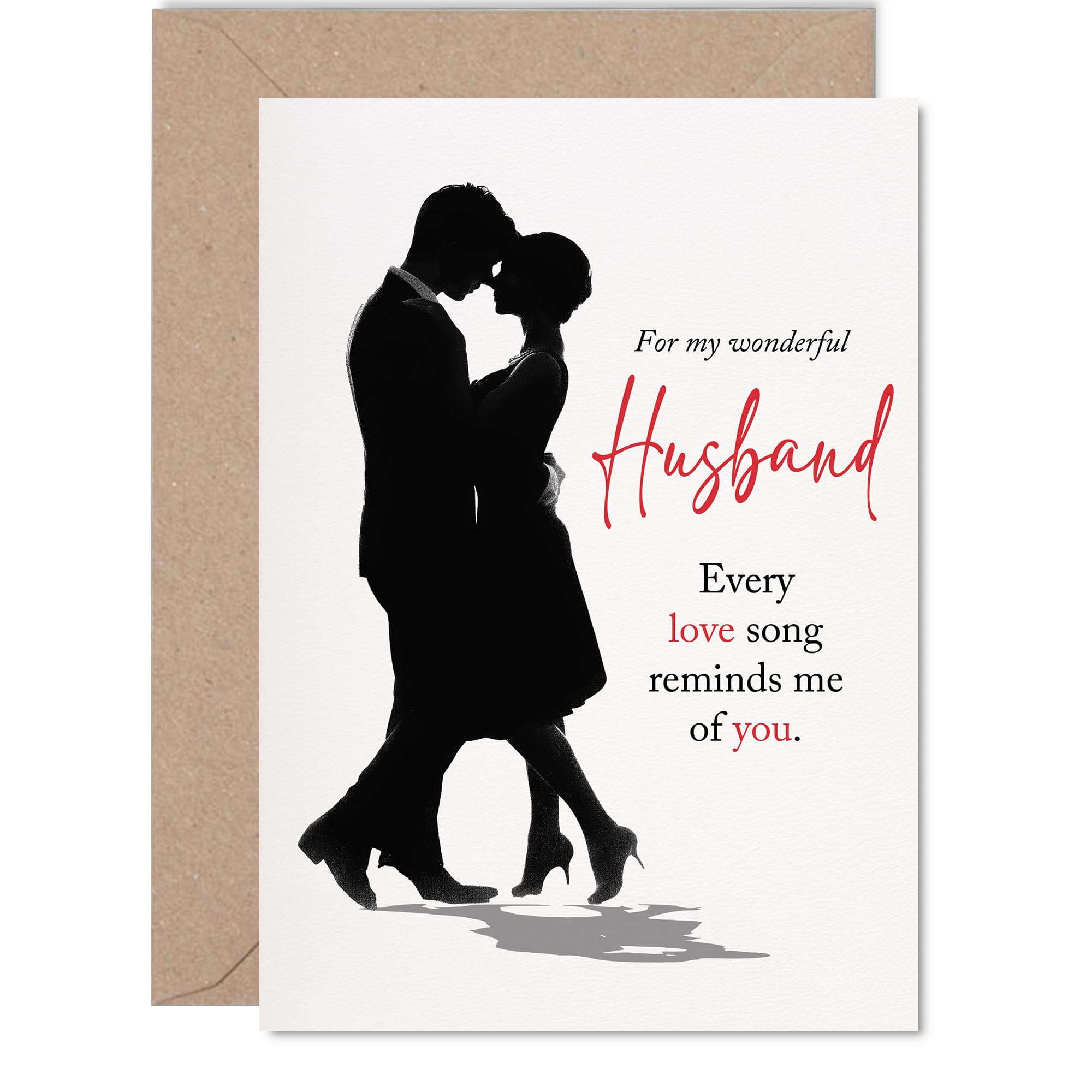 Husband Anniversary Card - Every Love Song - Happy Anniversary Card for Husband from Wife Partner, 5x7 Inch Wedding Anniversaries Greeting Cards