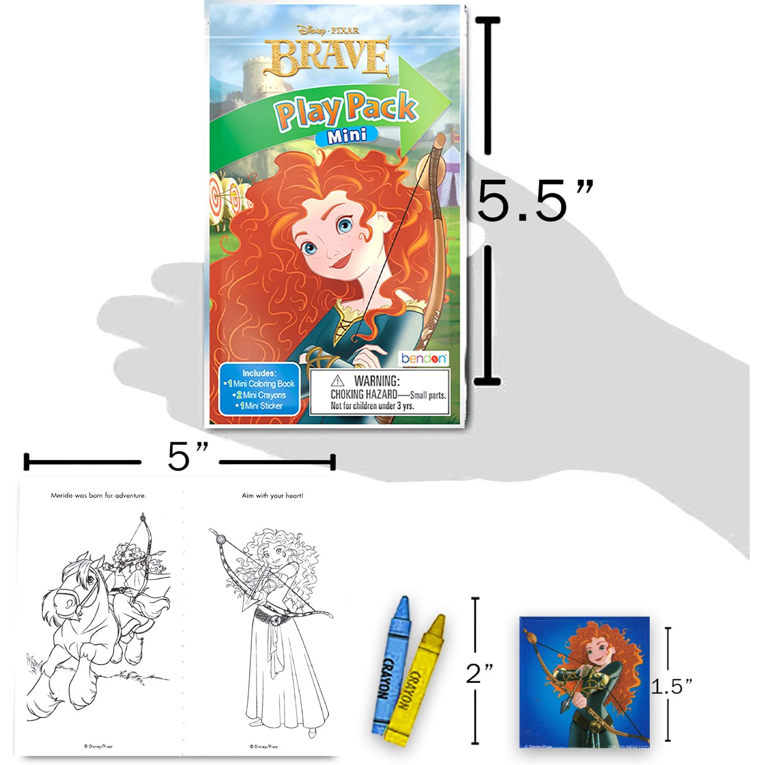 Disney Brave Mini zestaw upominków na imprezę dla dzieci – zestaw z 24 mini pakietami do zabawy Brave n Go z kolorowankami, naklejkami i nie tylko (artykuły na przyjęcie urodzinowe Brave)