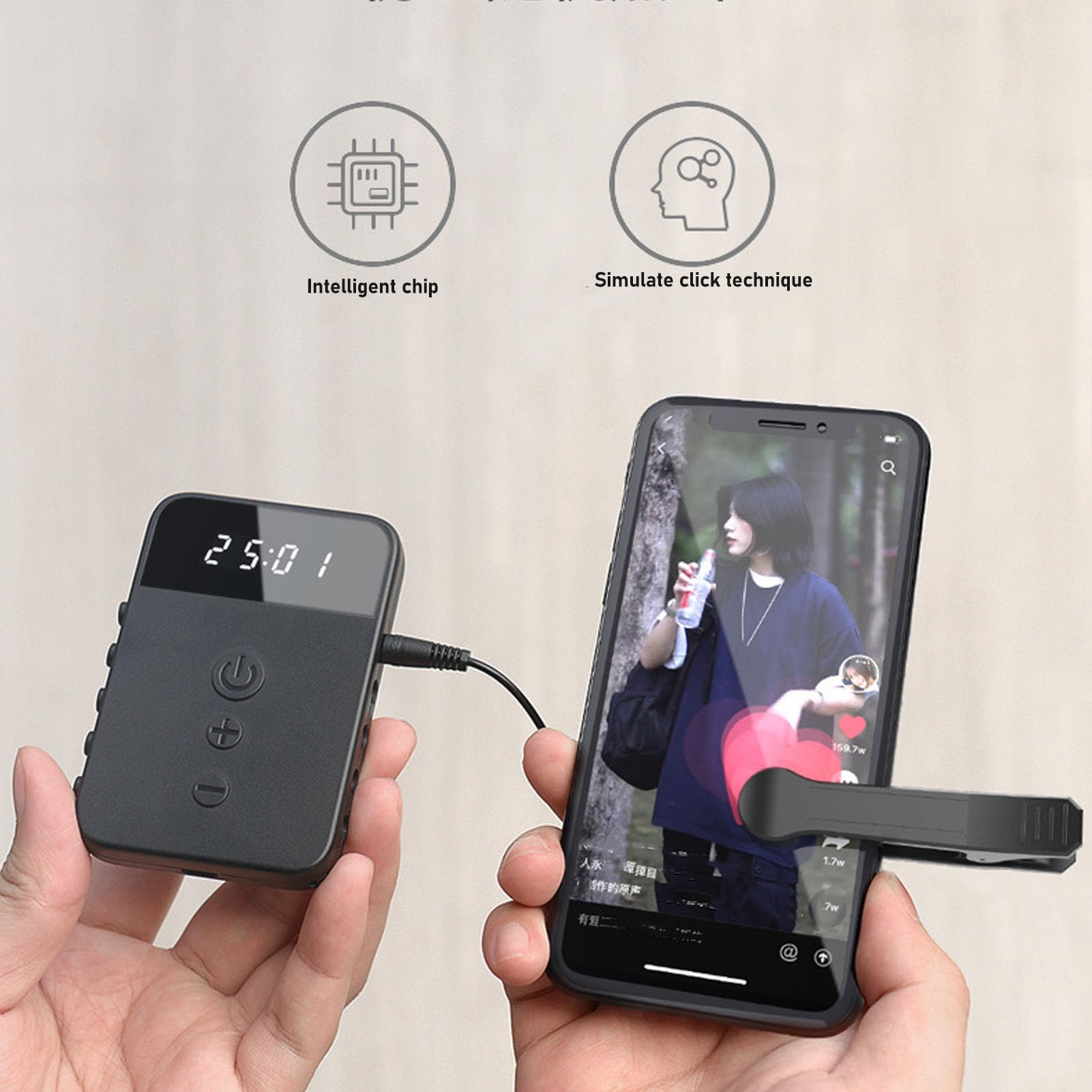 Hztyyier Auto-Clicker, Stufenlose Geschwindigkeitsregelung mit Non-Touch-Mapping-Click-Technologie für Video-Streaming, App-Interaktion