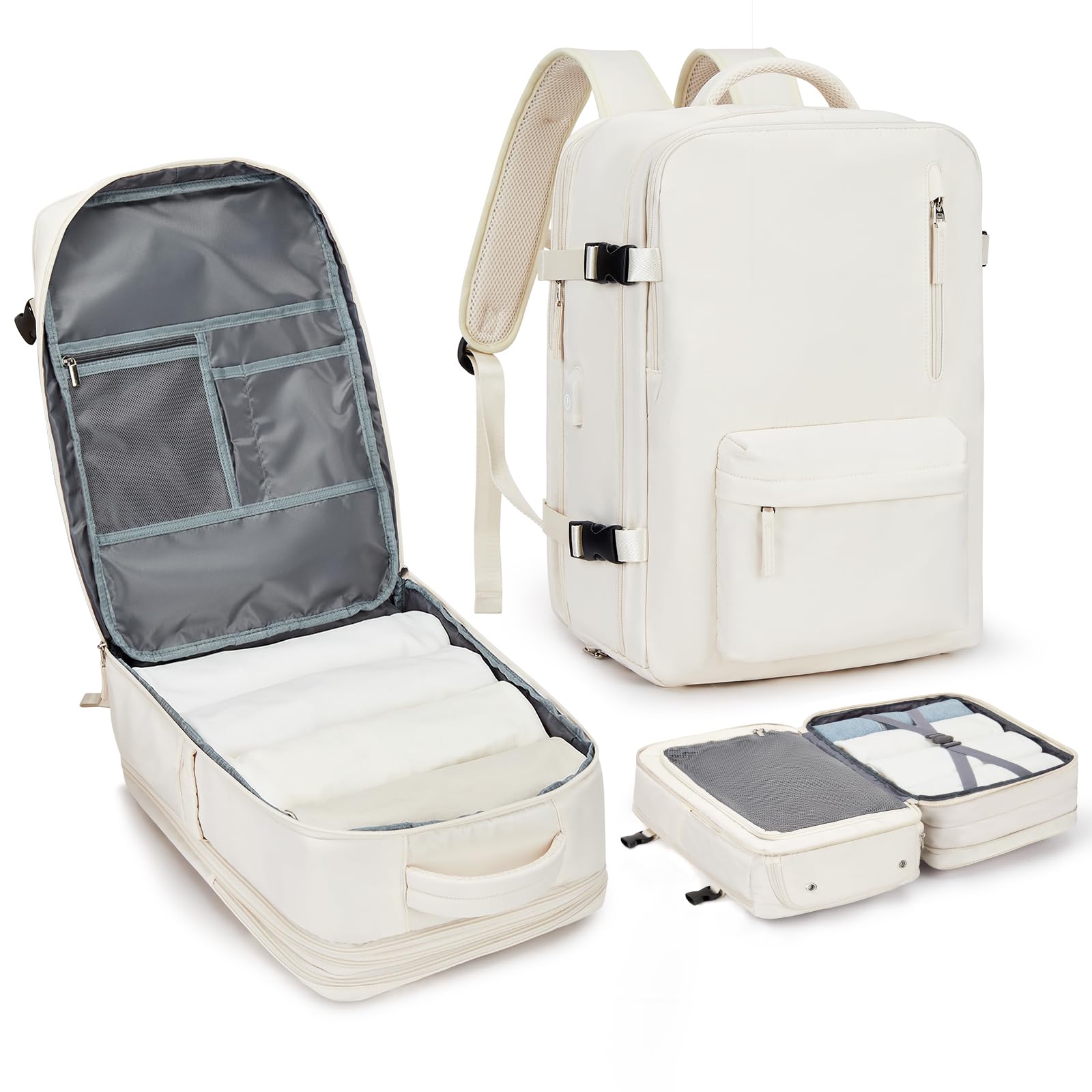 BJLFS Borse da Cabina per Ryanair 40×30×20 Zaino da Viaggio con Sottovuoto Bagaglio a Mano 40x20x25 Easyjet 45×36×20,Zaino Wizzair 40x30x20,Zaino Casual per laptop da 14 pollici per scuola