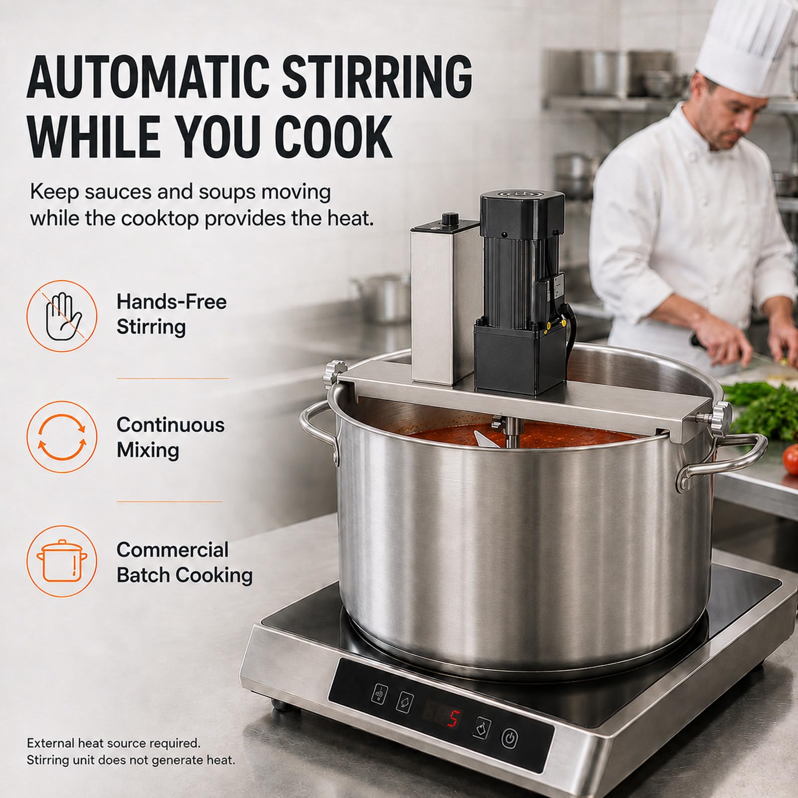 Agitateur électrique pour cuisson, mélangeur automatique pour sauces 40L