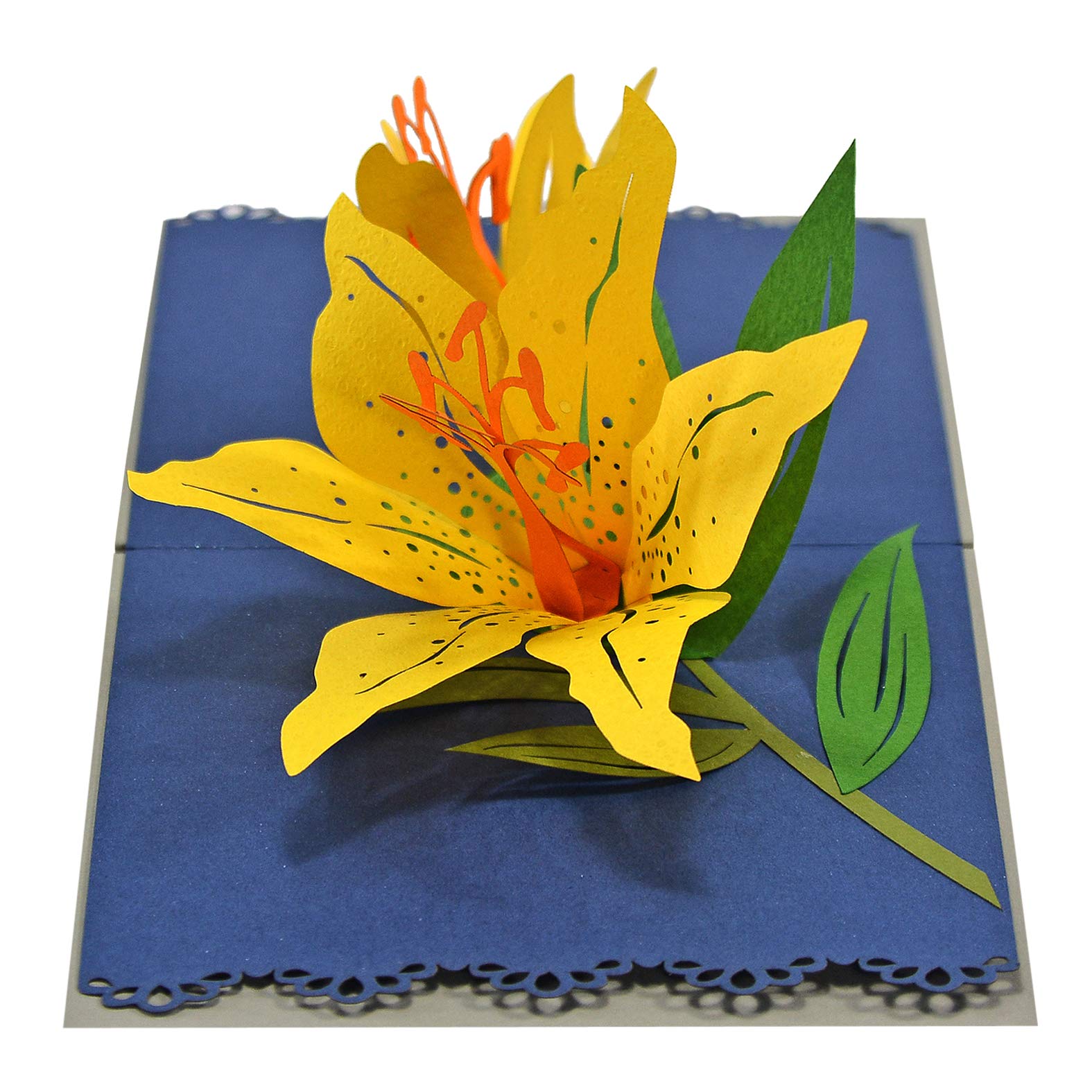 CUTPOPUP Yellow Lily Pop Up Card Mothers Day Card Pop Up, Flower Greeting Cards, 3d Birthday Card Pop Up for Grandma, Mom, Mother In Law, Daughter Yellow LilyUK