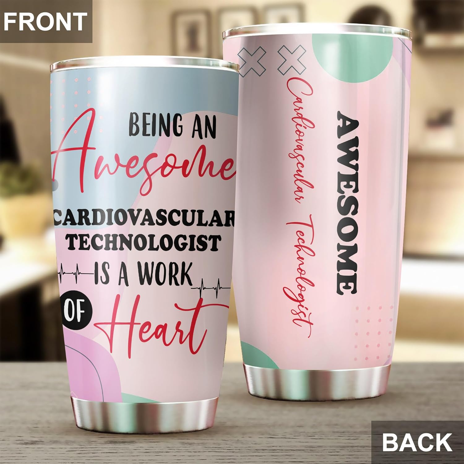 Awesome Cardiovascular Technologist Tumbler Stainless Steel 20oz, Cardiovascular Technologist Gifts Bulk For Birthday Christmas, Office Gifts For Men Women Work Friend Coworker Driking Coffee Cup