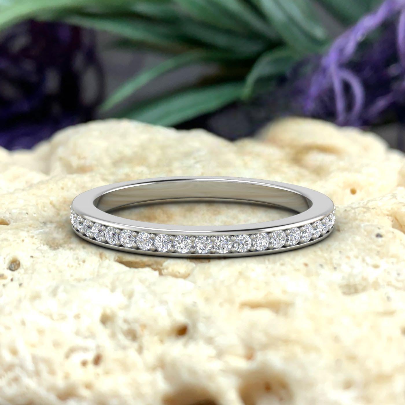 1/4 Carat Pave Set Diamond Wedding Band in 14K Gold