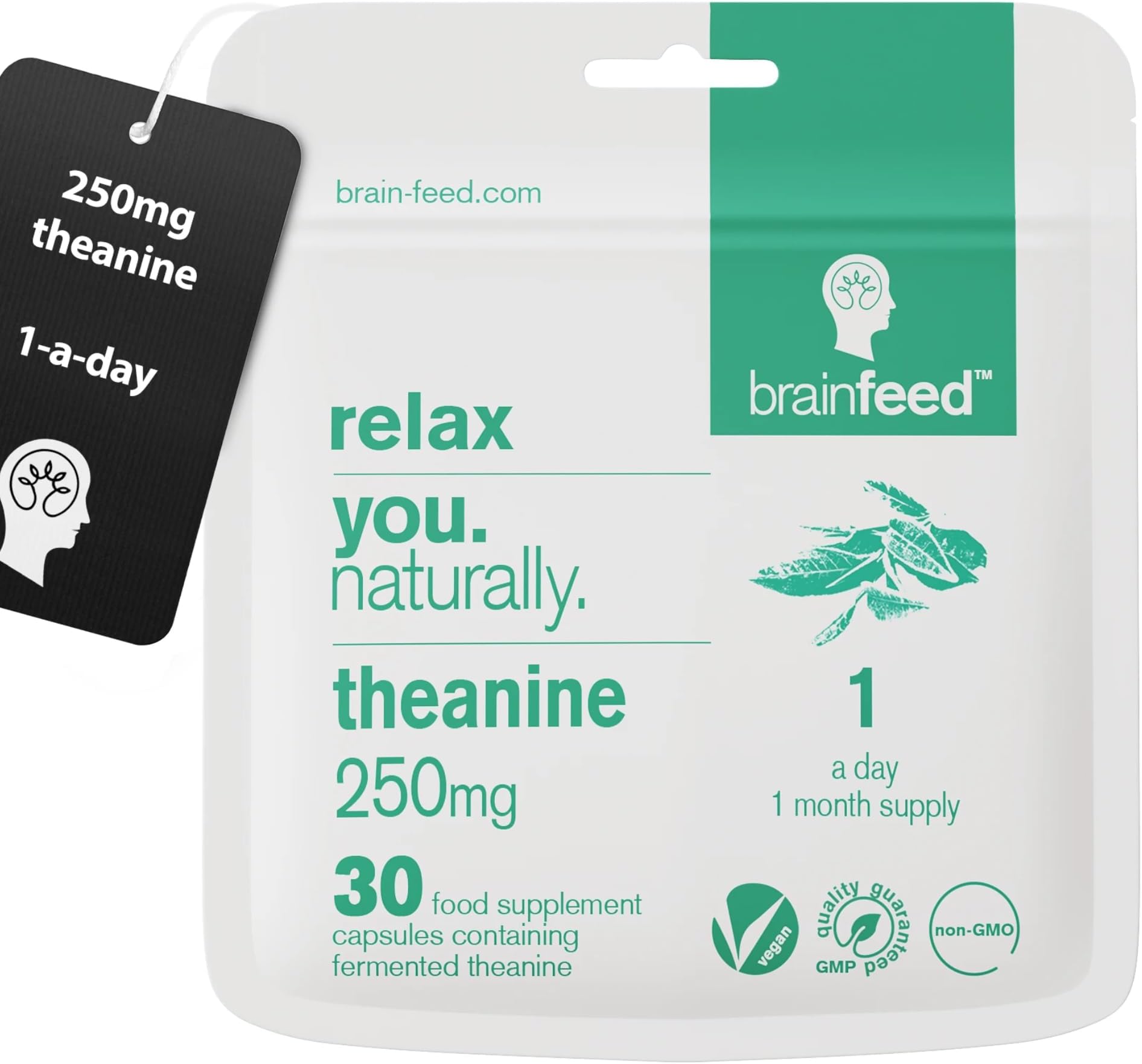 L theanine Supplements (30) | 250mg l-theanine Powder per Capsule - 1 A Day | GABA Supplements Support | Aids Relaxation Without Sedation | 1 Month Supply | Lab-Tested