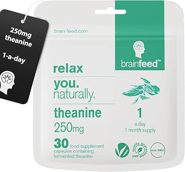L theanine Supplements 30 | 250mg l-theanine Powder per Capsule - 1 A Day | GABA Supplements Support | Aids Relaxation Without Sedation | 1 Month Supply | Lab-Tested