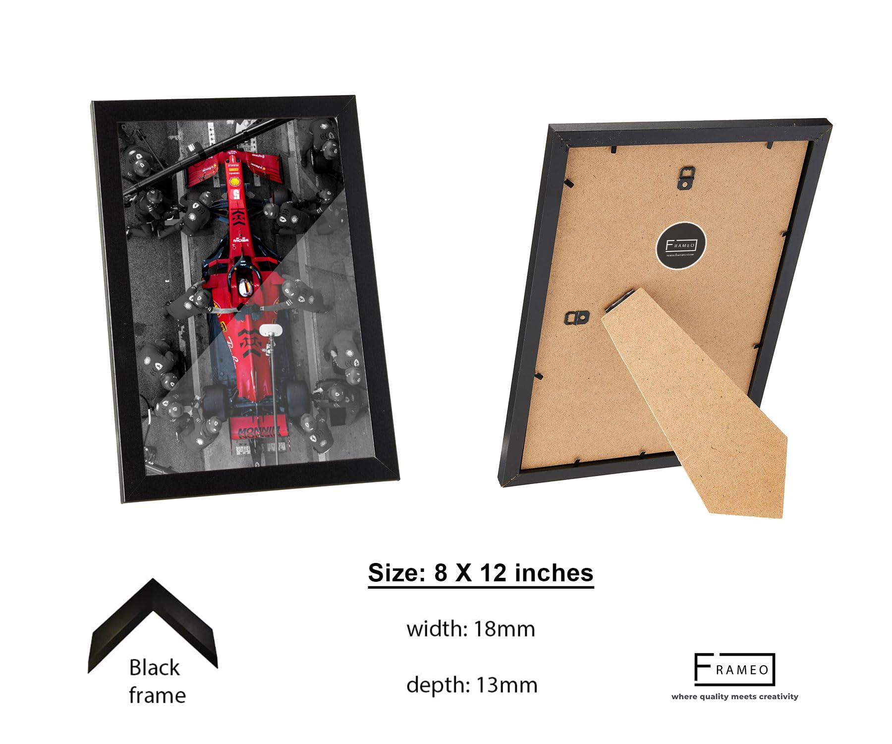 FRAMEO STORE Ferrari Pitstop Formula 1 Glass frame, Sebastian Vettel ferrari pitstop art framed poster (A4 size - 8 X 12 Inches) 2
