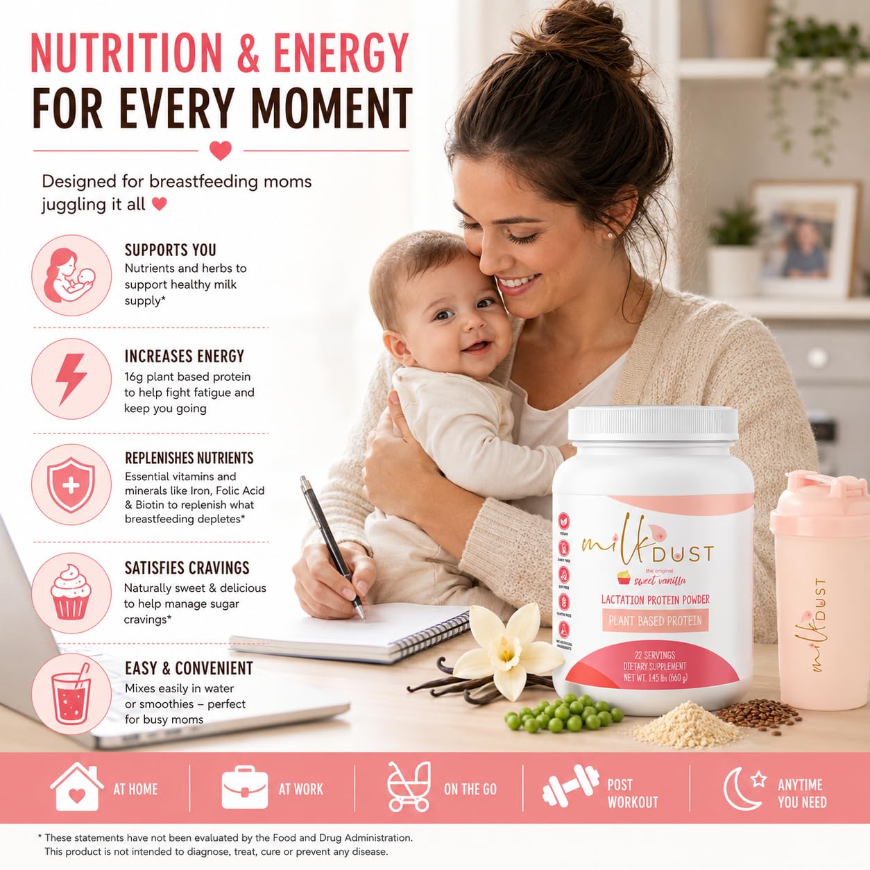 Milk Dust Lactation Protein Powder, Vegan, Boosts Milk Supply, Vanilla — Amazon image 2