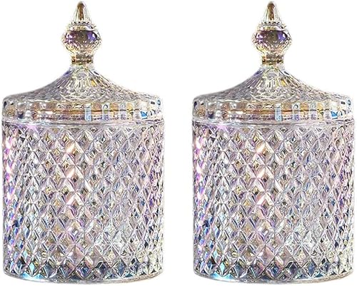 Miniatura 5 de Tarro decorativo para dulces de mariposa para el hogar, recipiente de almacenamiento de bufé de dulces, tarro facetado de diamante de cristal