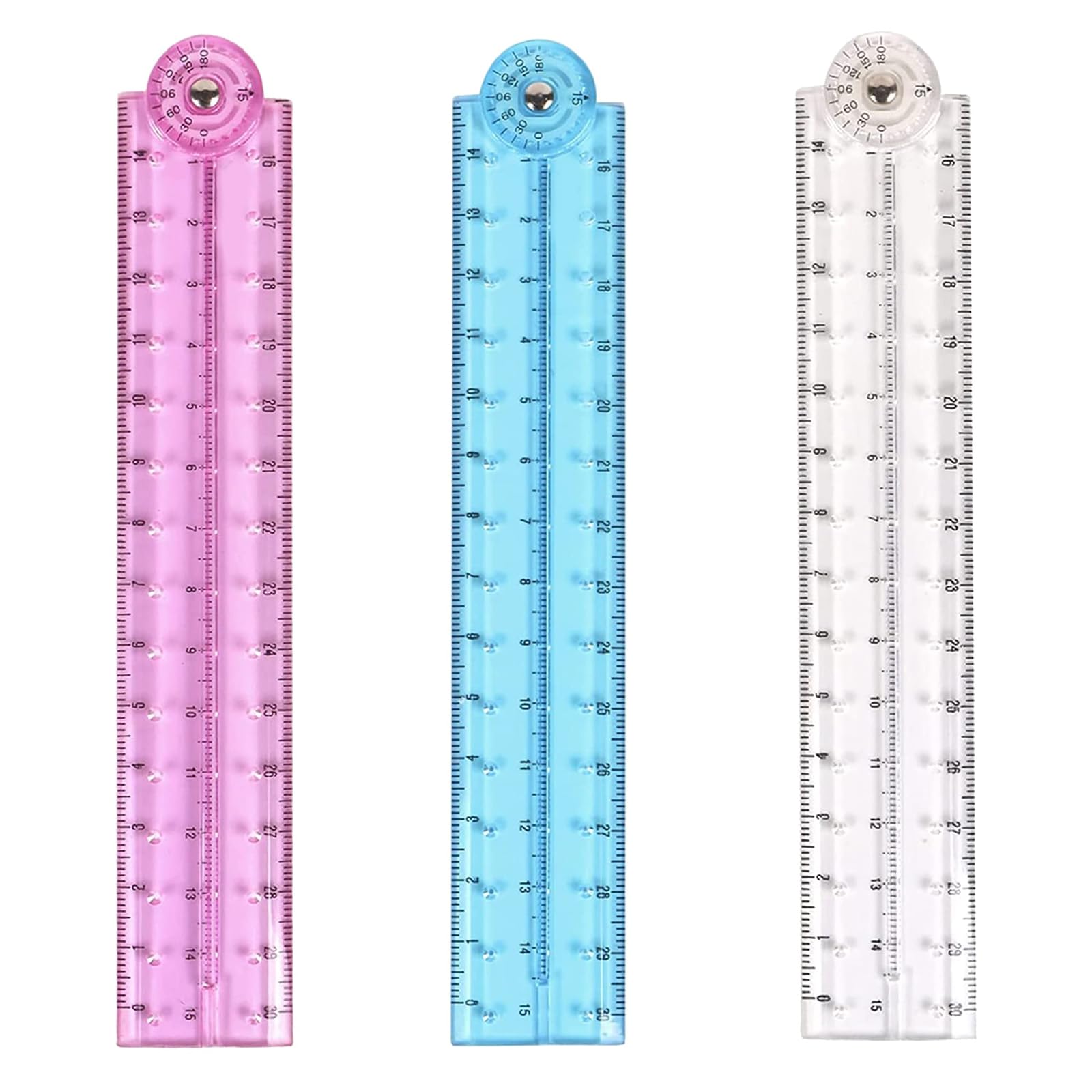 ZNDFTW 3 Pcs Ruler 30cm Foldable, Clear Fold, Easy Read Reusable for School Student, Daily Mathematics Geometry Learning