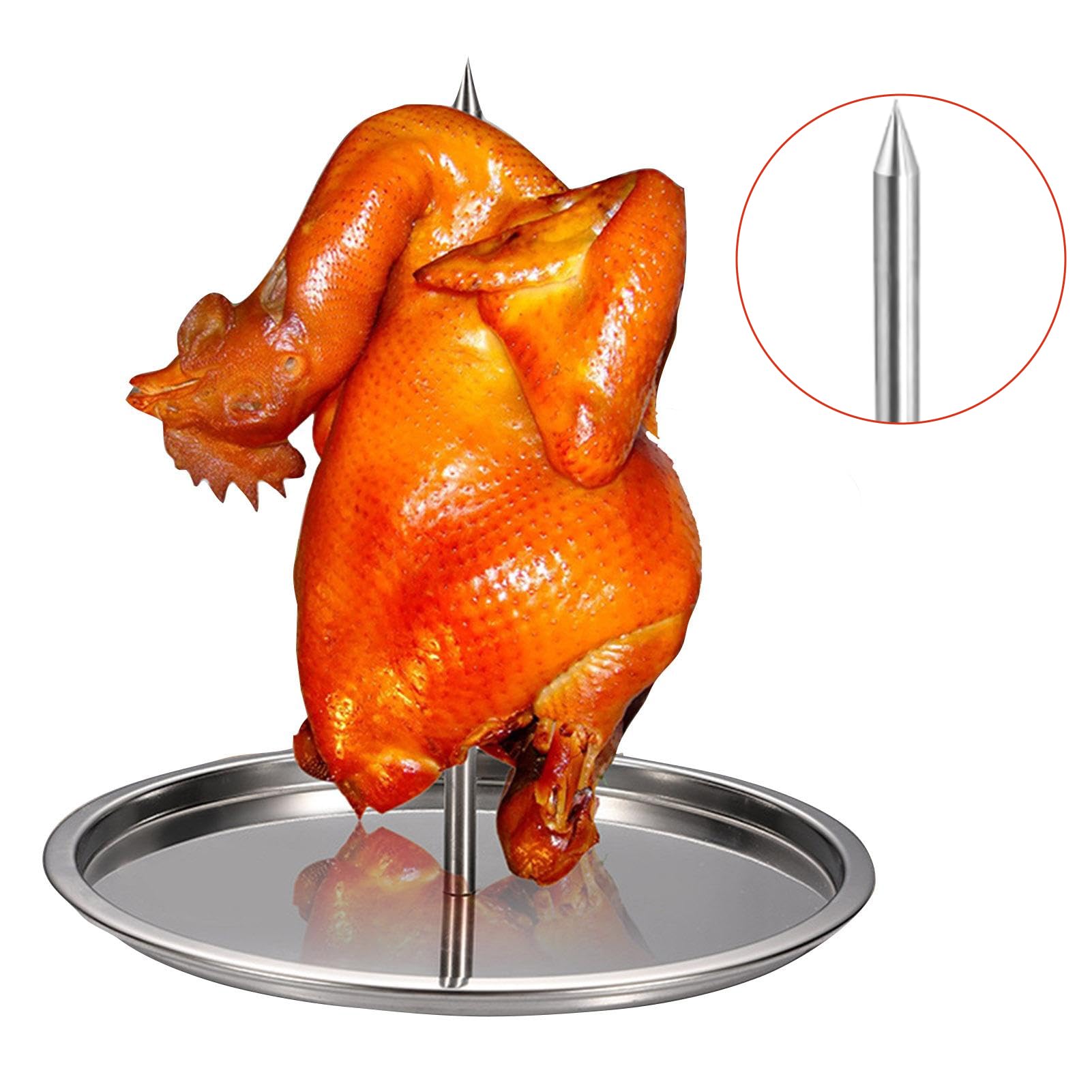 1 Pezzi 21 cm Spiedo Verticale barbecue con Spazzola Olio in silicone, Supporto Verticale in acciaio inox, Spiedino verticale, Girarrosto Cremagliera Verticale,per bistecca