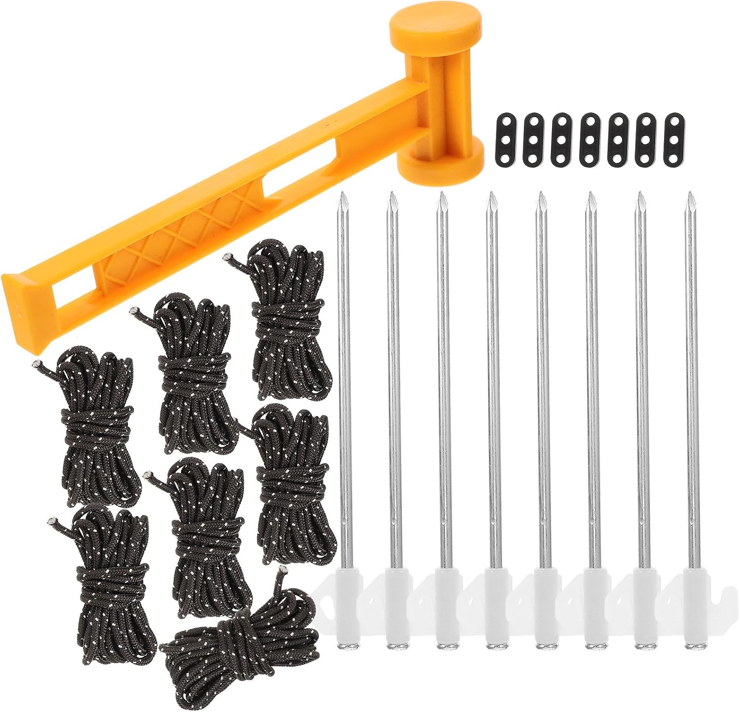 Outdoor Tent Stakes and Windproof Camping Pegs Set with Pe Hammer and Storage Bag, Portable Plastic Tent Rod Stakes for Hiking and Outdoor Shelter Anchoring