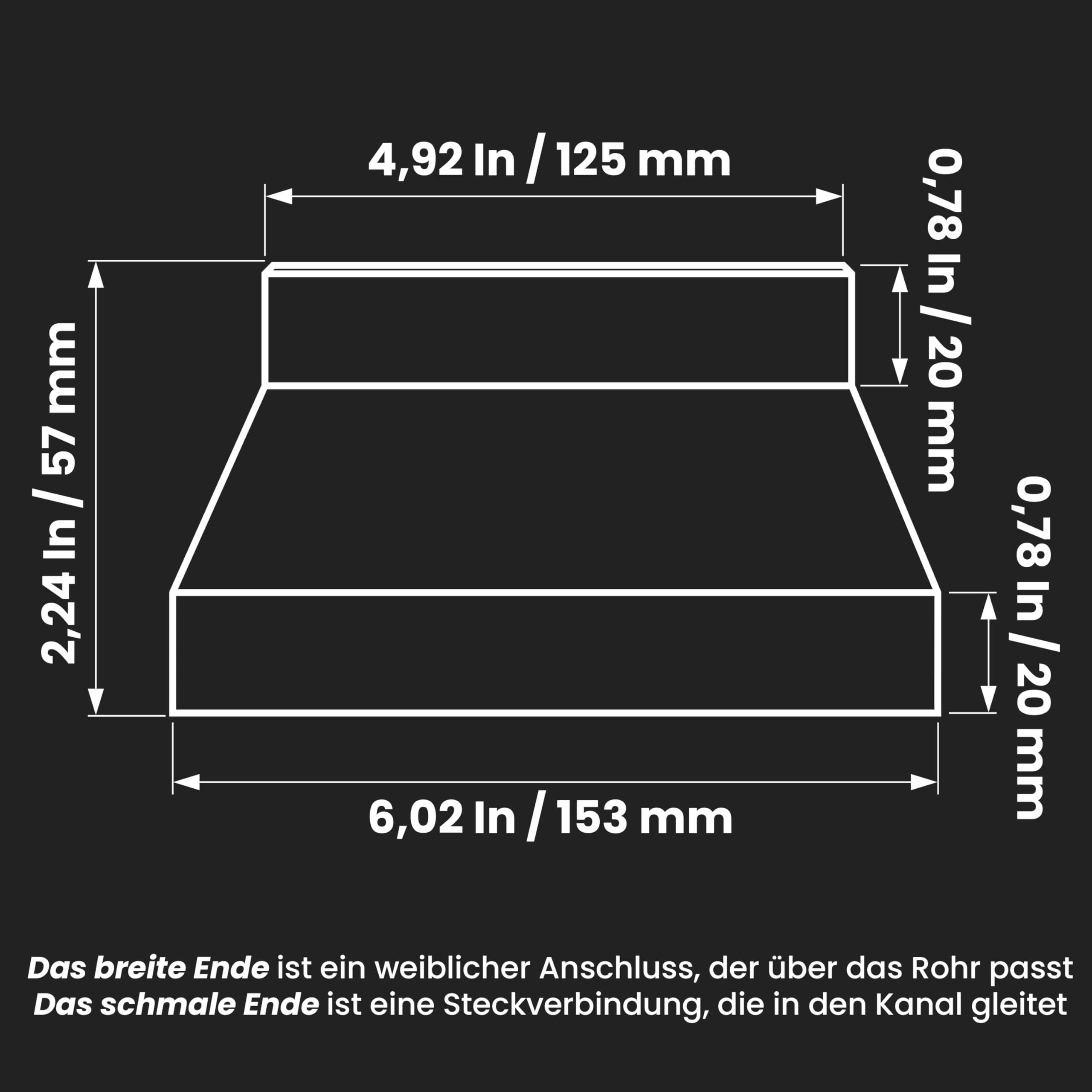 Repa Market Riduttore per canale da 150 a 125 mm, in plastica ABS, connettore per aria di scarico HVAC, climatizzatore, sistemi di ventilazione – tubo in PVC, tubo di condizionamento/tubo di scarico
