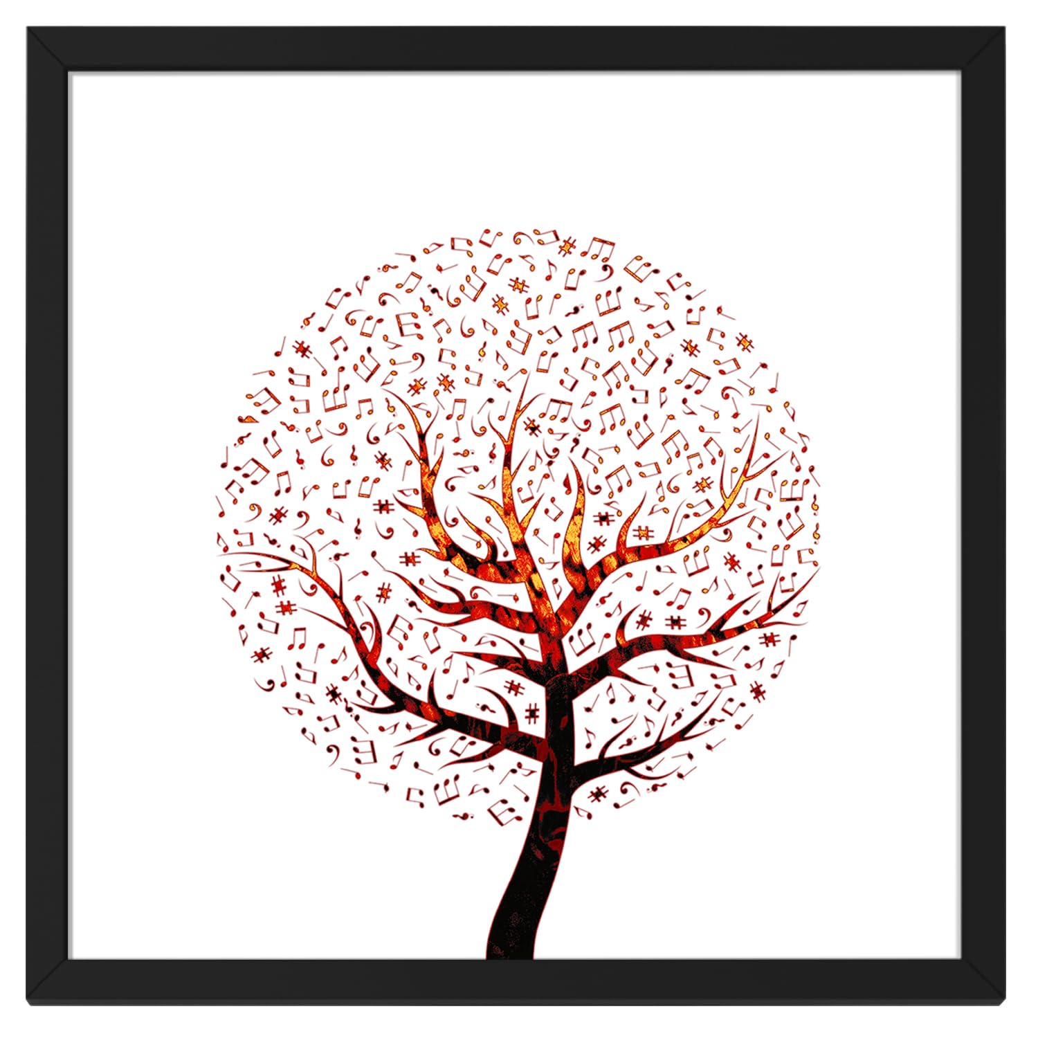 Ritwikas Red Black Modern Art Musical Tree In White Background Painting With Black Photo Frame For Interior Design And Home Decor | Multicolored | 13.5 X 13.5 IN | Set Of 1 (B082D3WG7L) Amazon Price History, Amazon Price Tracker