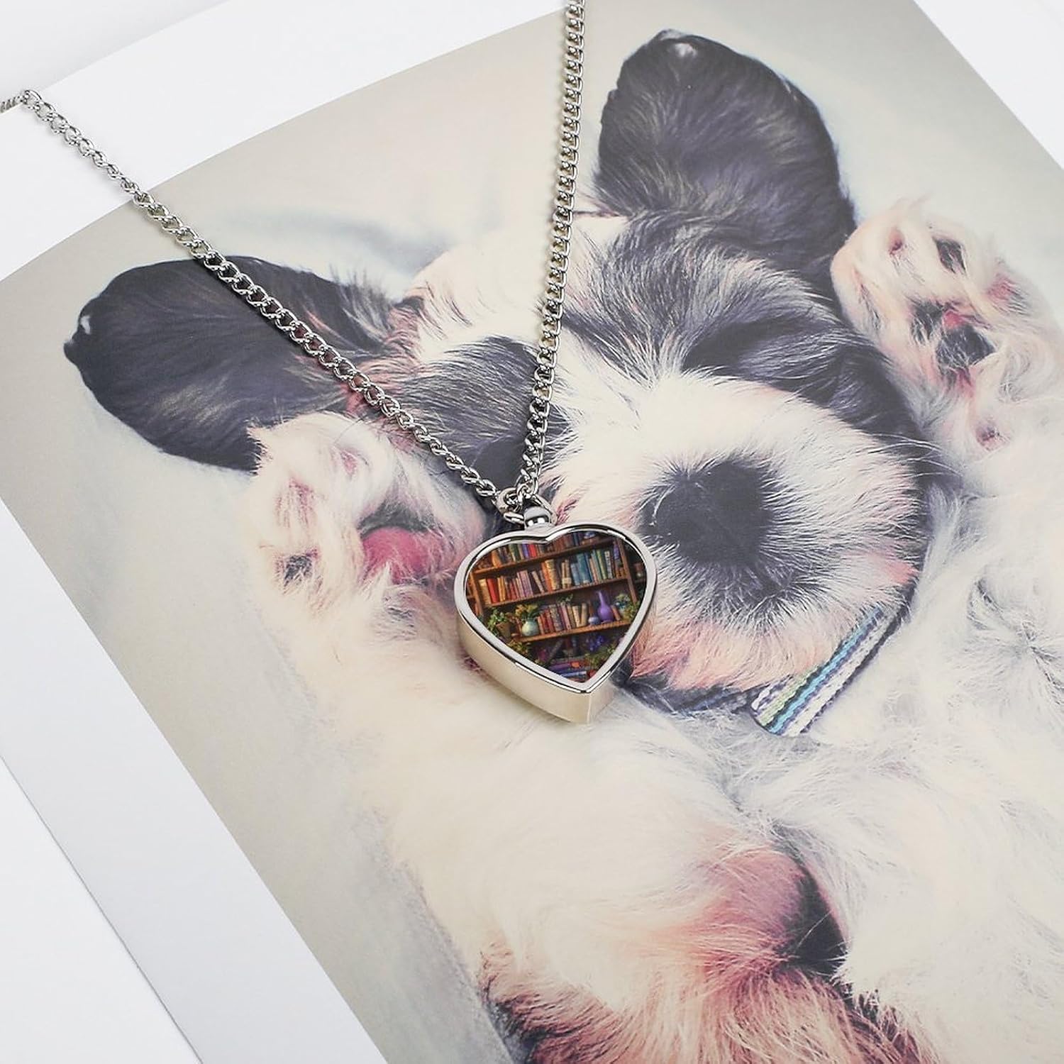 Bookshelf Plant Pet Urn Necklace Ashes Cremation Pendant | Personalized Jewelry,Gifts for Dog Lovers